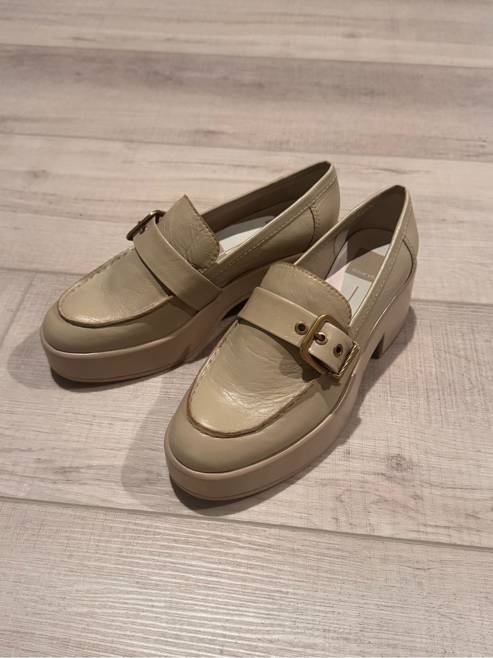 Dolce Vita Tan Heeled Loafer with Buckle
